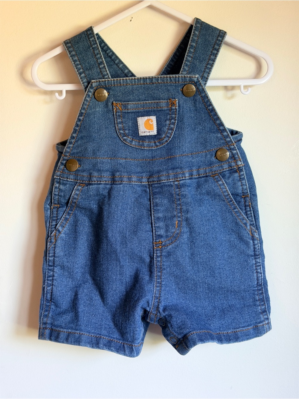 Carhartt Blue Denim Shortalls with Front Pocket
